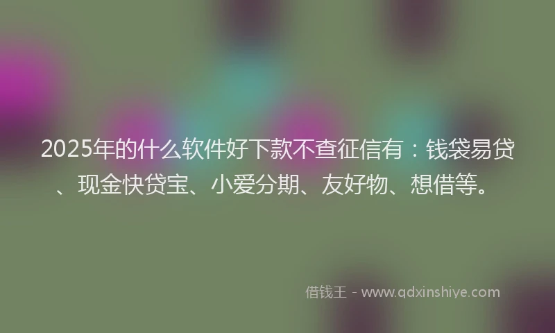 2025年的什么软件好下款不查征信有：钱袋易贷、现金快贷宝、小爱分期、友好物、想借等。