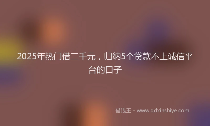 2025年热门借二千元，归纳5个贷款不上诚信平台的口子