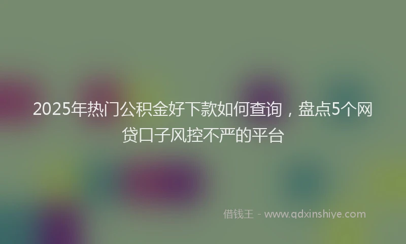2025年热门公积金好下款如何查询，盘点5个网贷口子风控不严的平台