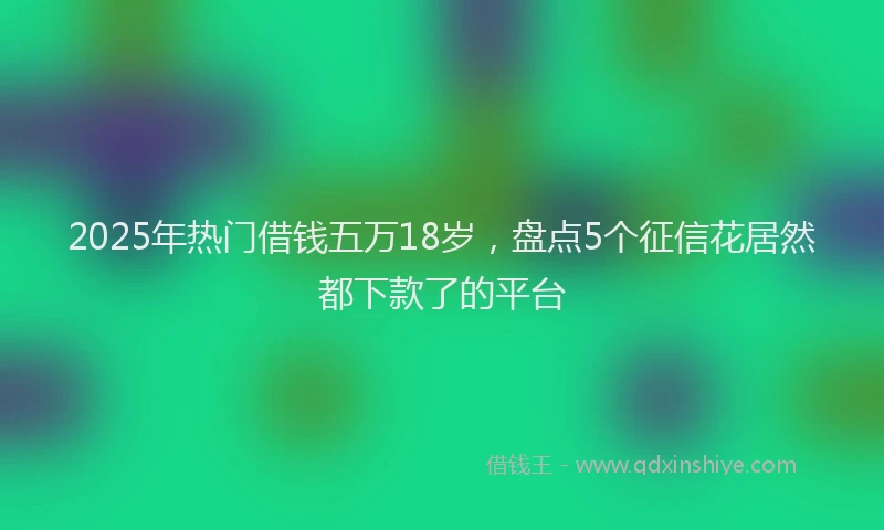 2025年热门借钱五万18岁，盘点5个征信花居然都下款了的平台