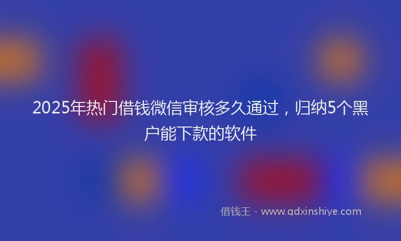 2025年热门借钱微信审核多久通过，归纳5个黑户能下款的软件