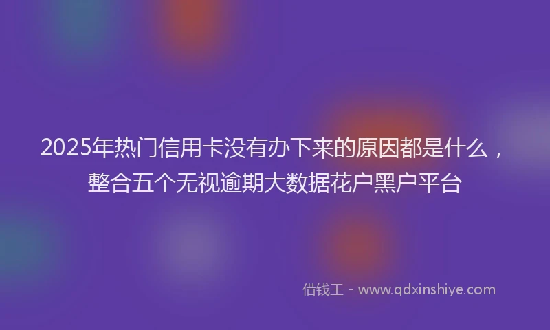 2025年热门信用卡没有办下来的原因都是什么，整合五个无视逾期大数据花户黑户平台