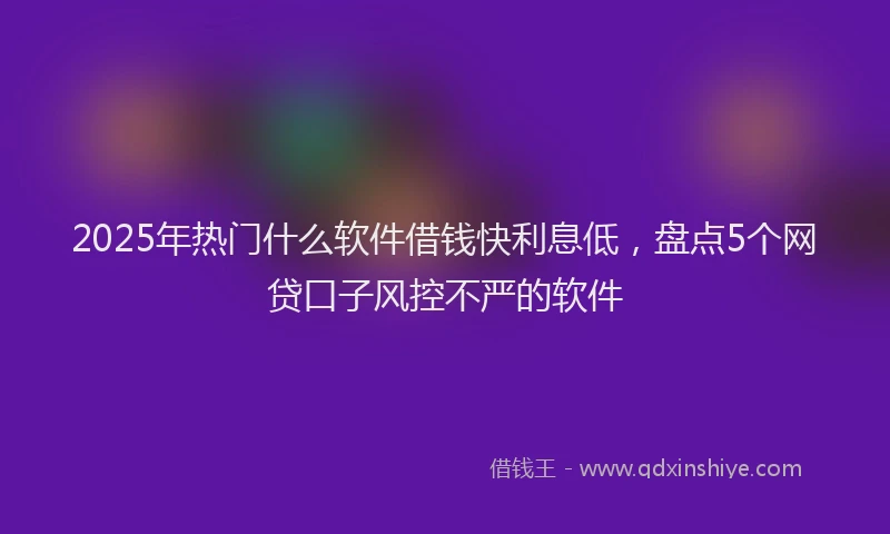 2025年热门什么软件借钱快利息低，盘点5个网贷口子风控不严的软件
