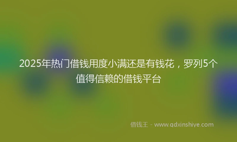 2025年热门借钱用度小满还是有钱花，罗列5个值得信赖的借钱平台