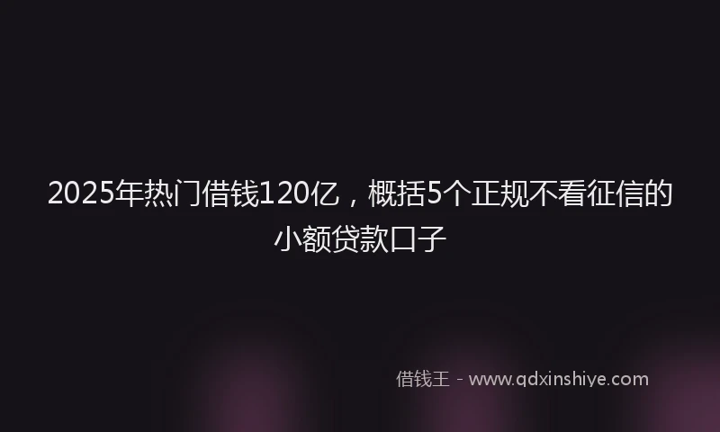 2025年热门借钱120亿，概括5个正规不看征信的小额贷款口子