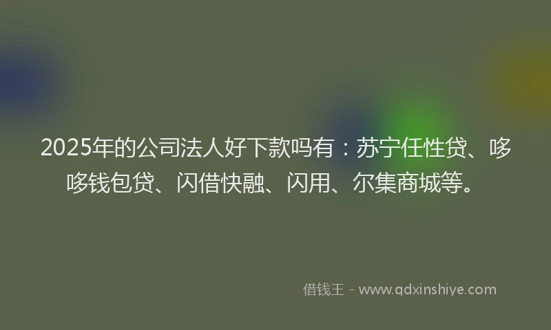 2025年的公司法人好下款吗有：苏宁任性贷、哆哆钱包贷、闪借快融、闪用、尔集商城等。