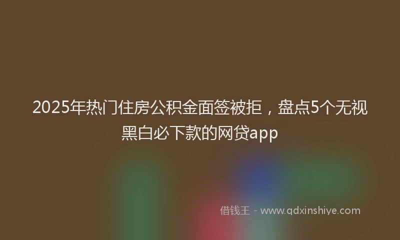 2025年热门住房公积金面签被拒，盘点5个无视黑白必下款的网贷app