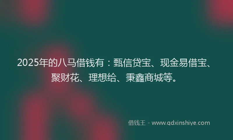 2025年的八马借钱有：甄信贷宝、现金易借宝、聚财花、理想给、秉鑫商城等。