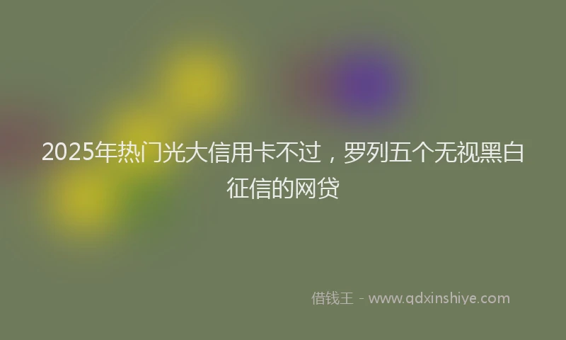 2025年热门光大信用卡不过，罗列五个无视黑白征信的网贷