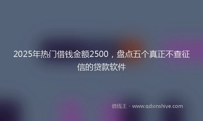 2025年热门借钱金额2500，盘点五个真正不查征信的贷款软件