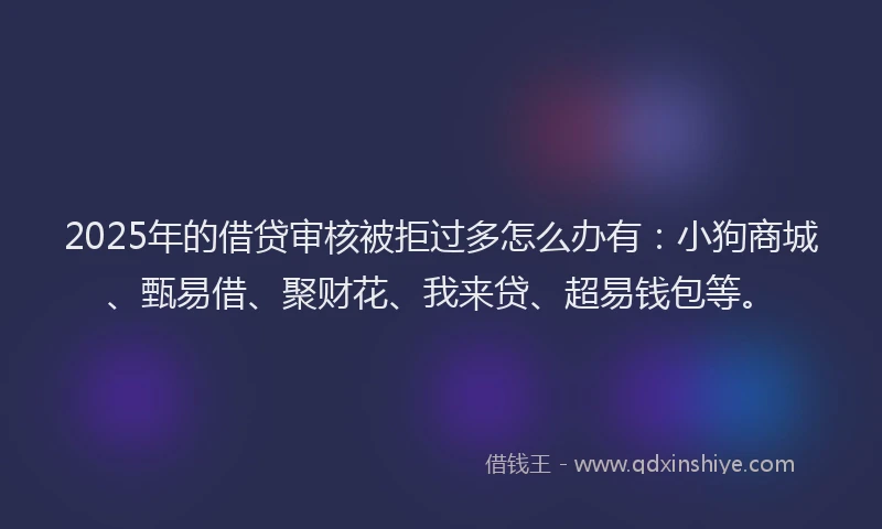 2025年的借贷审核被拒过多怎么办有：小狗商城、甄易借、聚财花、我来贷、超易钱包等。
