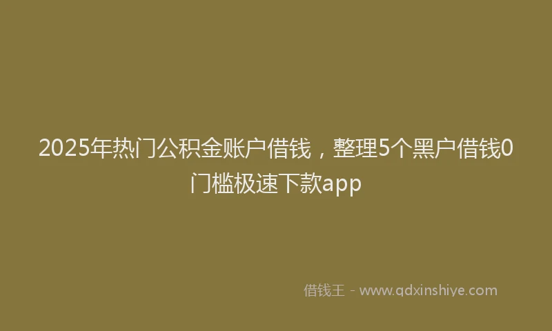 2025年热门公积金账户借钱，整理5个黑户借钱0门槛极速下款app