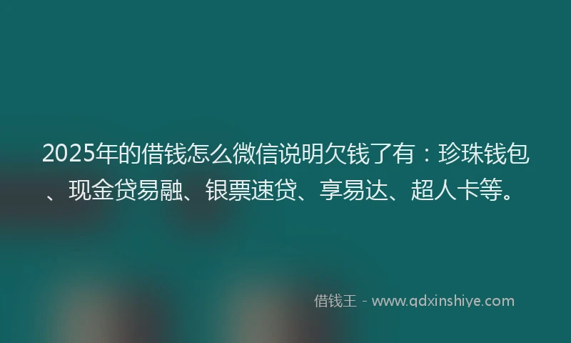 2025年的借钱怎么微信说明欠钱了有：珍珠钱包、现金贷易融、银票速贷、享易达、超人卡等。