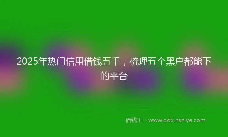 2025年热门信用借钱五千，梳理五个黑户都能下的平台