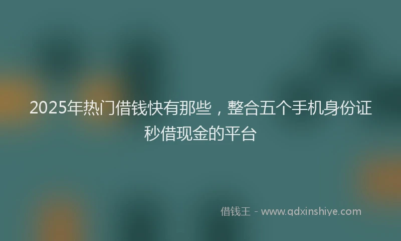 2025年热门借钱快有那些，整合五个手机身份证秒借现金的平台
