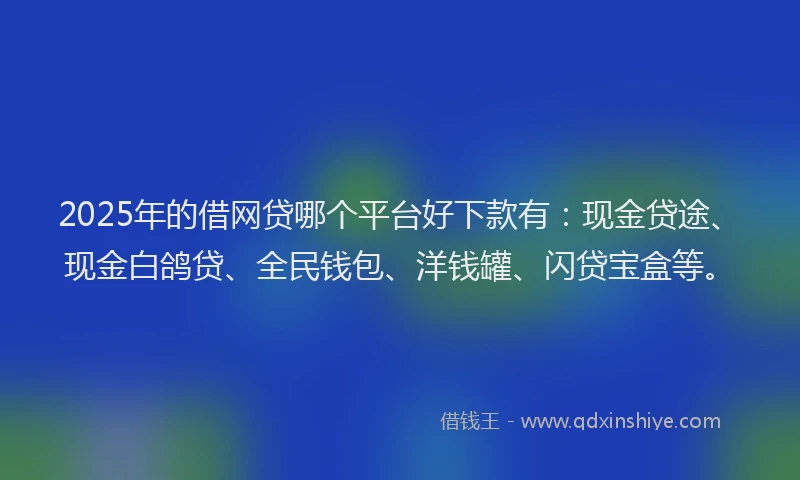2025年的借网贷哪个平台好下款有：现金贷途、现金白鸽贷、全民钱包、洋钱罐、闪贷宝盒等。