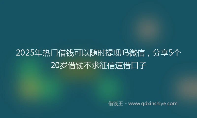 2025年热门借钱可以随时提现吗微信，分享5个20岁借钱不求征信速借口子