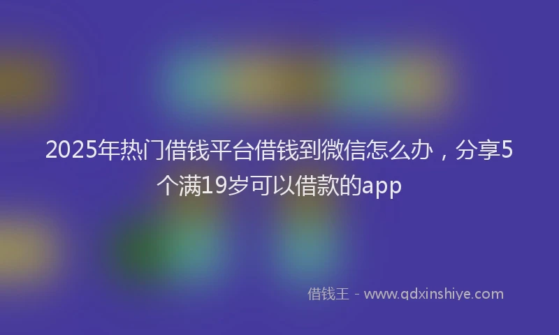 2025年热门借钱平台借钱到微信怎么办，分享5个满19岁可以借款的app