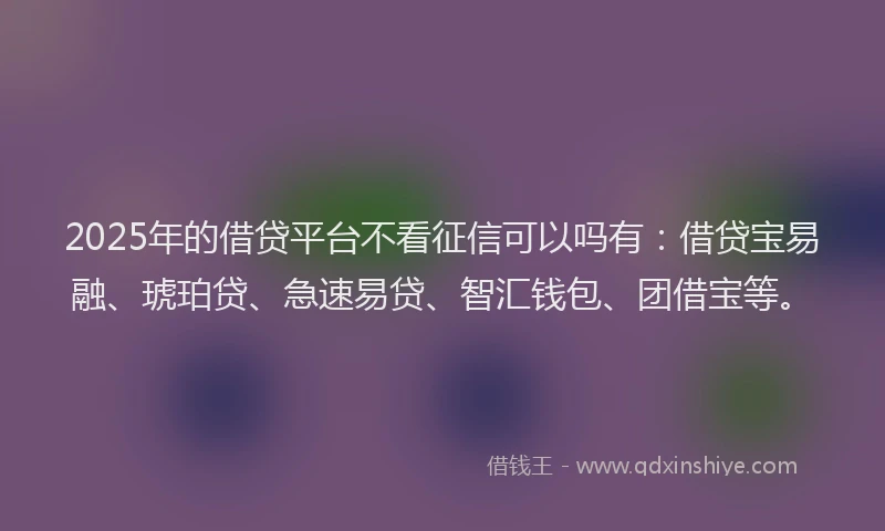 2025年的借贷平台不看征信可以吗有：借贷宝易融、琥珀贷、急速易贷、智汇钱包、团借宝等。