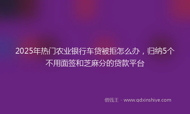 2025年热门农业银行车贷被拒怎么办，归纳5个不用面签和芝麻分的贷款平台