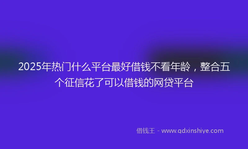 2025年热门什么平台最好借钱不看年龄，整合五个征信花了可以借钱的网贷平台