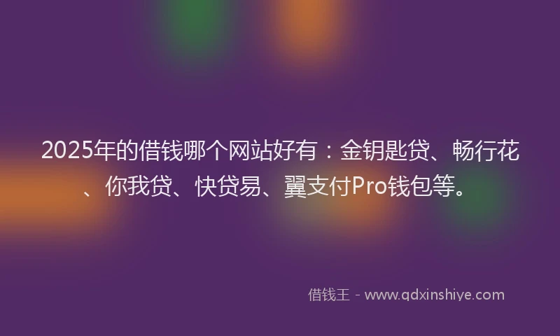 2025年的借钱哪个网站好有：金钥匙贷、畅行花、你我贷、快贷易、翼支付Pro钱包等。