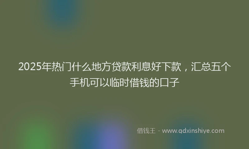 2025年热门什么地方贷款利息好下款，汇总五个手机可以临时借钱的口子