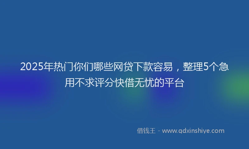 2025年热门你们哪些网贷下款容易，整理5个急用不求评分快借无忧的平台