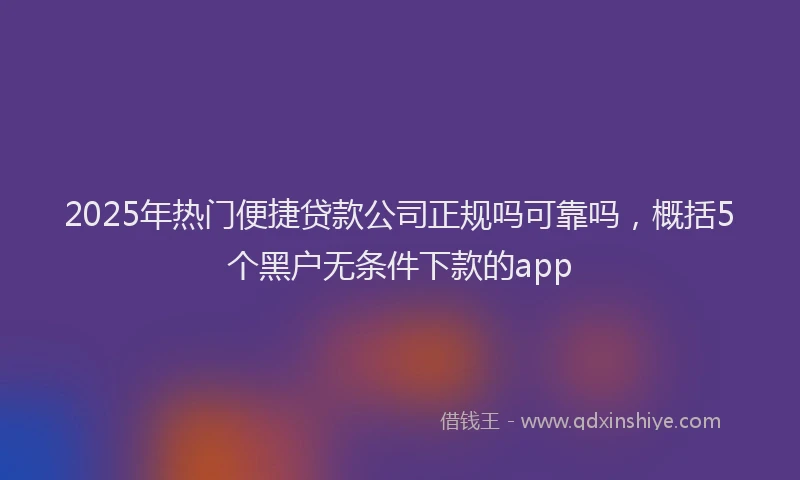 2025年热门便捷贷款公司正规吗可靠吗，概括5个黑户无条件下款的app