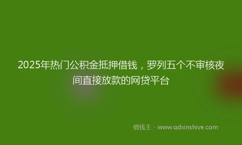 2025年热门公积金抵押借钱，罗列五个不审核夜间直接放款的网贷平台