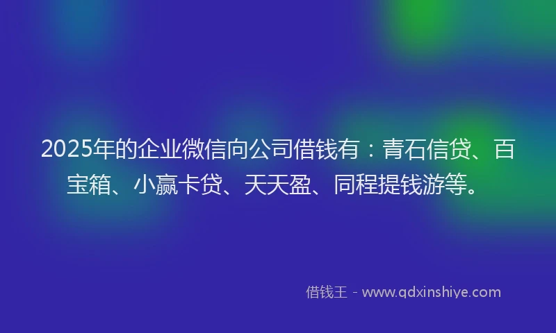 2025年的企业微信向公司借钱有：青石信贷、百宝箱、小赢卡贷、天天盈、同程提钱游等。