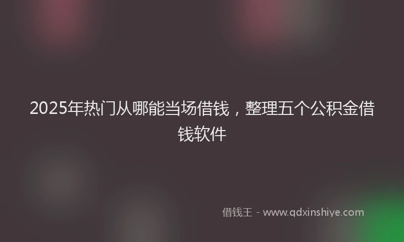 2025年热门从哪能当场借钱，整理五个公积金借钱软件