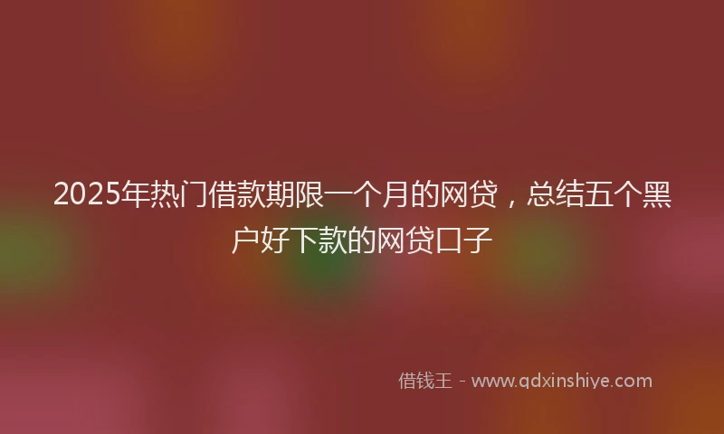 2025年热门借款期限一个月的网贷，总结五个黑户好下款的网贷口子
