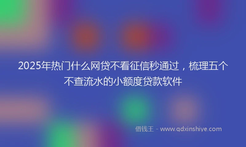 2025年热门什么网贷不看征信秒通过，梳理五个不查流水的小额度贷款软件