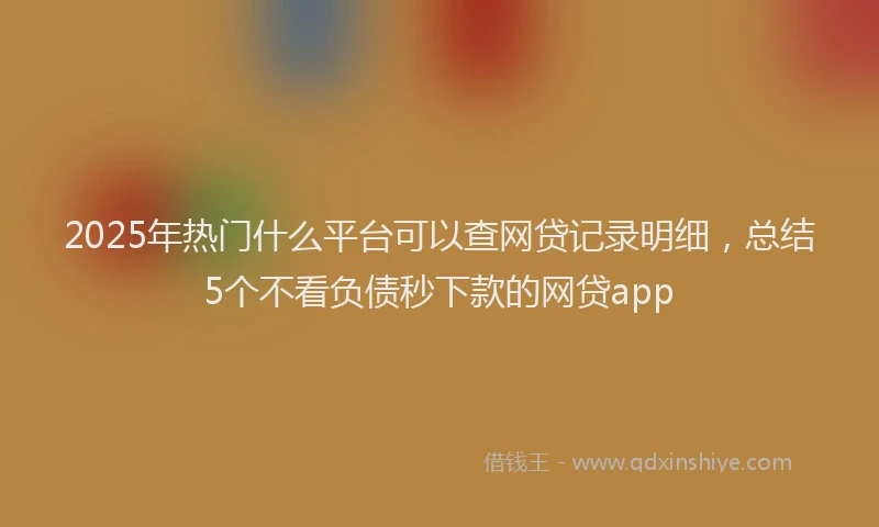 2025年热门什么平台可以查网贷记录明细，总结5个不看负债秒下款的网贷app