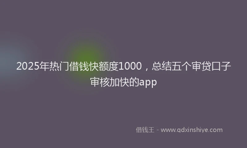 2025年热门借钱快额度1000，总结五个审贷口子审核加快的app