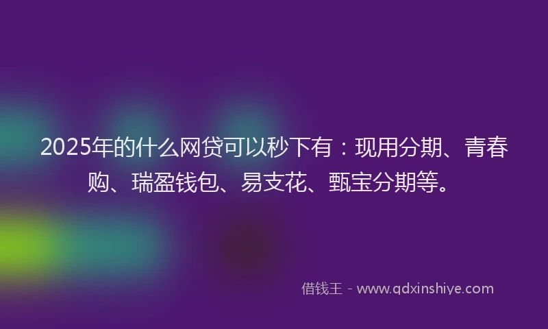 2025年的什么网贷可以秒下有：现用分期、青春购、瑞盈钱包、易支花、甄宝分期等。