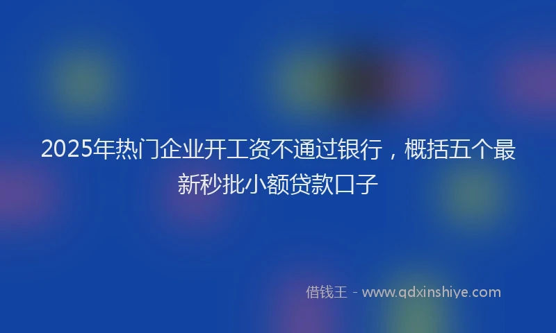 2025年热门企业开工资不通过银行，概括五个最新秒批小额贷款口子