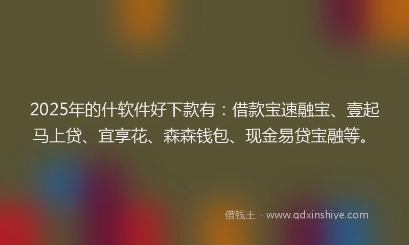 2025年的什软件好下款有：借款宝速融宝、壹起马上贷、宜享花、森森钱包、现金易贷宝融等。