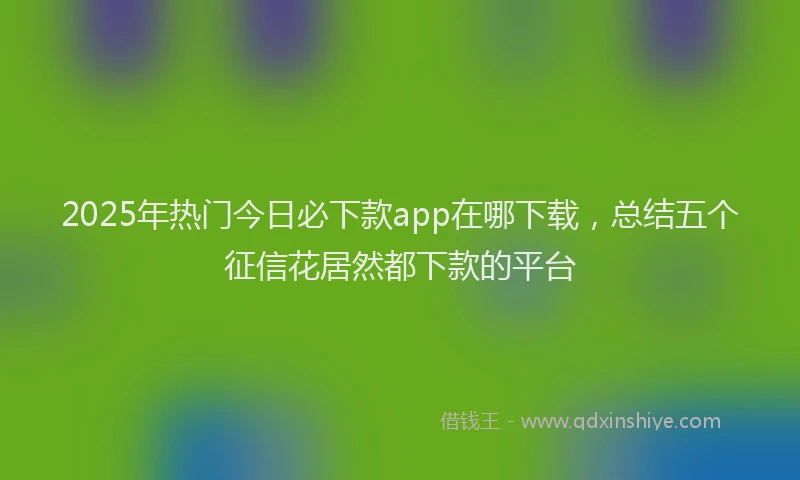 2025年热门今日必下款app在哪下载，总结五个征信花居然都下款的平台