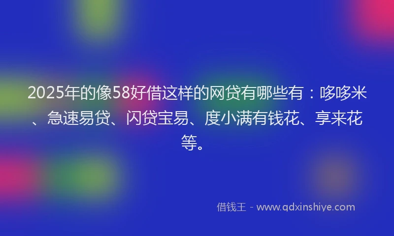 2025年的像58好借这样的网贷有哪些有：哆哆米、急速易贷、闪贷宝易、度小满有钱花、享来花等。