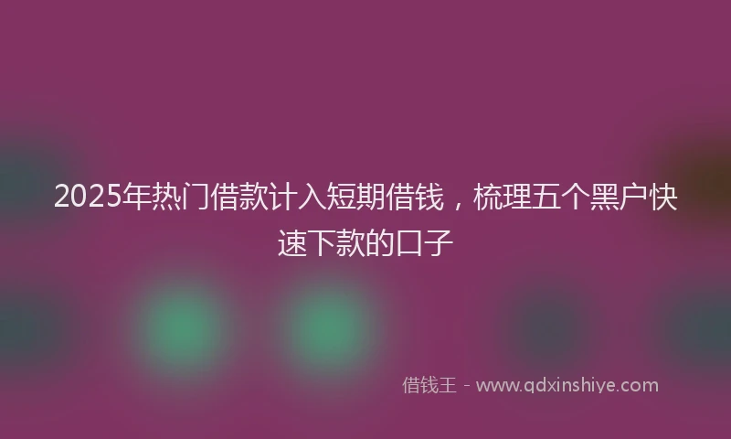 2025年热门借款计入短期借钱，梳理五个黑户快速下款的口子