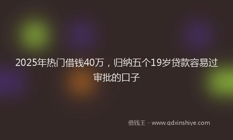2025年热门借钱40万，归纳五个19岁贷款容易过审批的口子