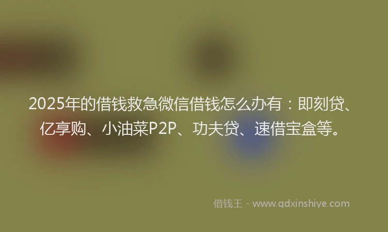 2025年的借钱救急微信借钱怎么办有：即刻贷、亿享购、小油菜P2P、功夫贷、速借宝盒等。