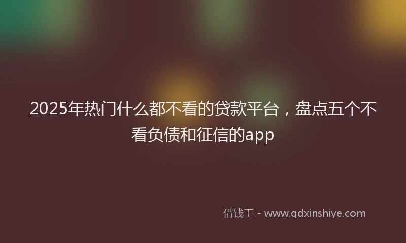 2025年热门什么都不看的贷款平台，盘点五个不看负债和征信的app