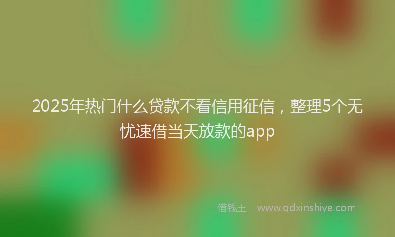 2025年热门什么贷款不看信用征信，整理5个无忧速借当天放款的app