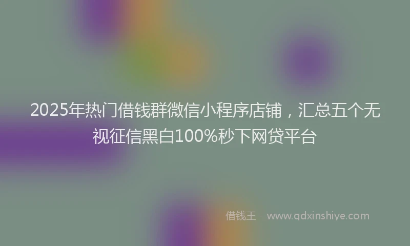 2025年热门借钱群微信小程序店铺，汇总五个无视征信黑白100%秒下网贷平台