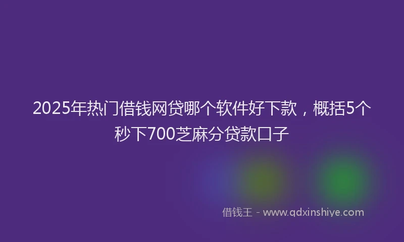 2025年热门借钱网贷哪个软件好下款，概括5个秒下700芝麻分贷款口子