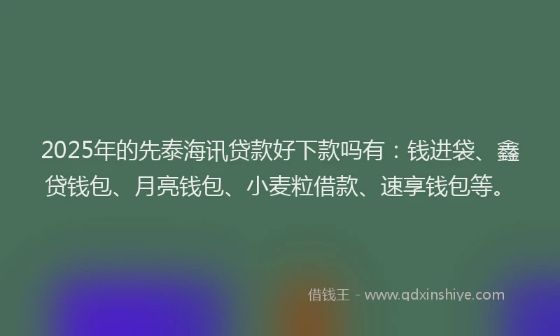 2025年的先泰海讯贷款好下款吗有：钱进袋、鑫贷钱包、月亮钱包、小麦粒借款、速享钱包等。