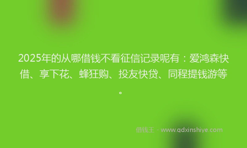 2025年的从哪借钱不看征信记录呢有：爱鸿森快借、享下花、蜂狂购、投友快贷、同程提钱游等。